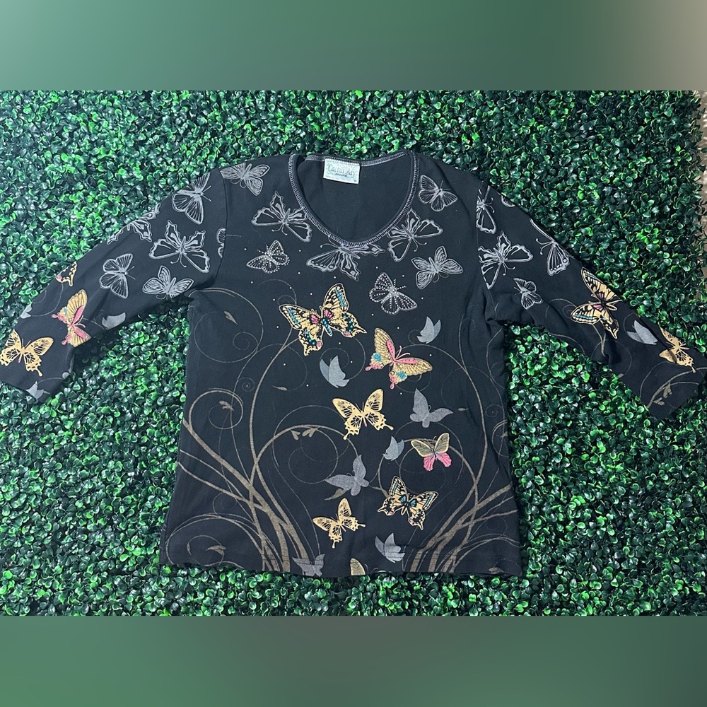 Cactus Bay Apparel - Butterflies long Sleeve, Cotton Top